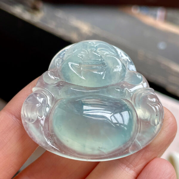 冰种飘花翡翠玉佛挂件2 - 图片 2